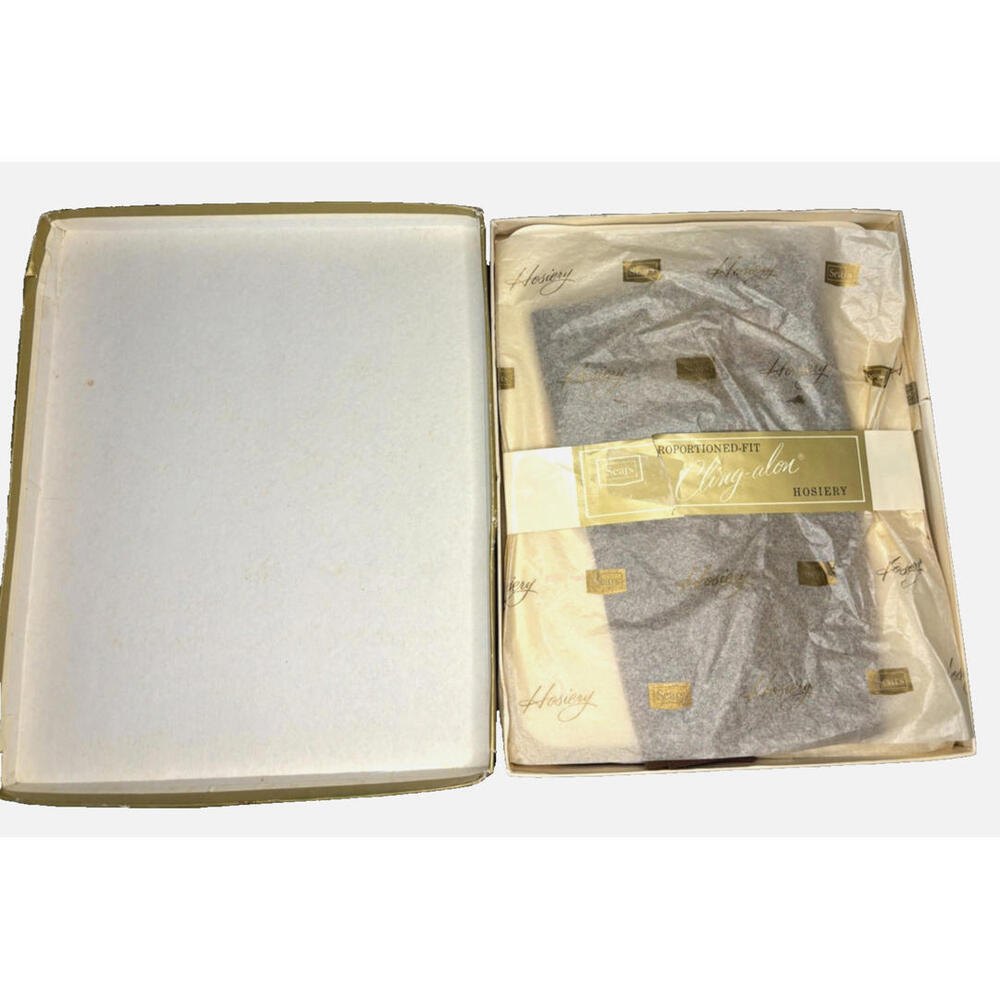 Vtg 50's Sears Cling-alon B10-11 Garter Nylons Box 1 Pair Unused Plus Single EUC